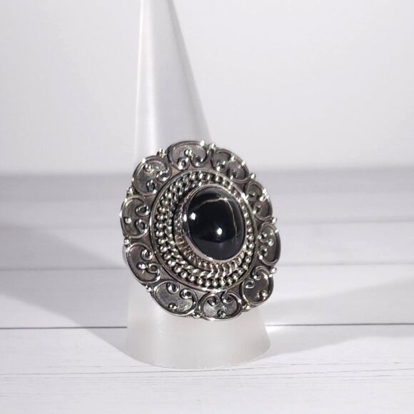 Black Star Diopside Statement Ring Size 8 - Picture 3 of 13